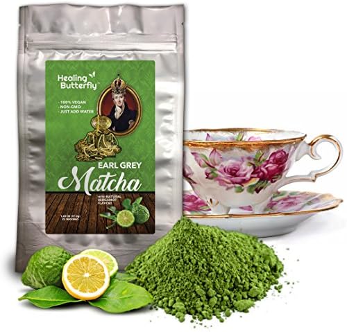 Earl Grey Matcha Green Tea Powder - Award Winning, Organic Japanese Premium Grade, 100% Vegan, Packed with Nutrients and Antioxidants, Boosts Your Metabolism, [47.63g, 1.68oz, 25 Servings]