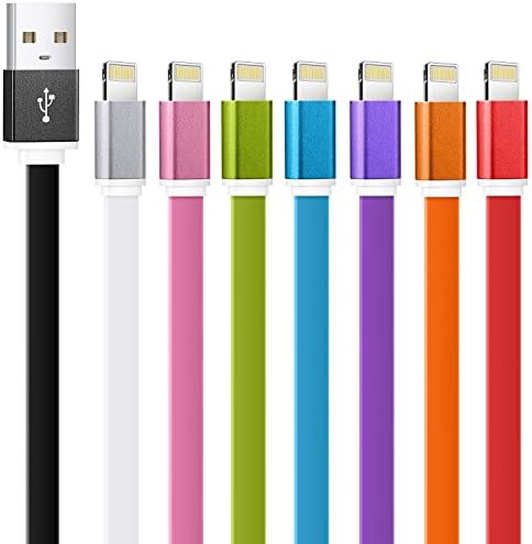 iPhone Charger, Certified Flat 3 FEET / 1 METER [Heavy Duty] Lightning 8 Pin to USB High-Speed Sync &amp; Charge Cord Cable Charger for Apple iPhone iPad Air iPod (8 Pack) Color Bundle