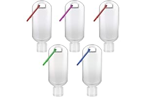 Refillable Travel Bottles Containers with-Clip - XMWangzi, with Filp or Nozzle, Empty Plastic Bottles, Filled with Cosmetic Oil Hand Sanitizer, Suitable for Home Office Outdoor (5 PCs)