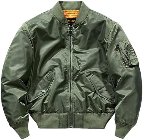 DYYLZYJ Mens Bomber Jackets Fall Winter Cotton Zip Up Army