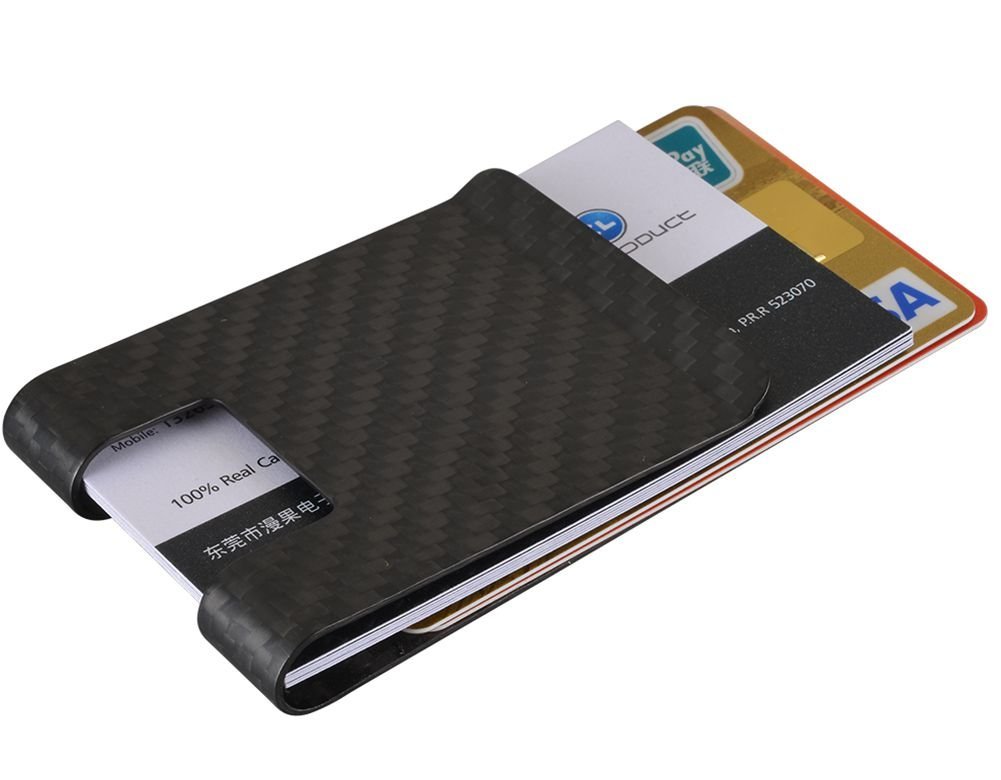 Carbon Fiber Money Clip-CL CARBONLIFE Business Card Holder RFID Protector Credit Card Holder Wallet Clips For Men (Black 3k Matte)