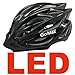 GoMax Aero Adult Safety Helmet Adjustable Road Cycling Mountain Bike Bicycle Helmet Ultralight Inner Padding Chin Protector and visor w/ Rear LED Tail Light adjust