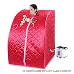 Uenjoy 2L Home Steam Sauna Spa Full Body Slimming Loss Weight Detox Indoor Therapy Red