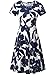 HUHOT Graduation Dress, Summer Casual Midi Short Sleeve A-Line Chinese Flower Dress(Print 1,Small)