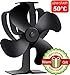 AAOBOSI Aobosi Stove Fan Heat Powered Fireplace Fan for Wood/Log Burner/Fireplace Save 20% Fuel Cost, Lower Starting Temperature (50℃)-4 Blades Black