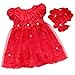 FEESHOW Baby Girls' Christmas Petals Dress with Headband Outfit Set