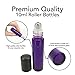 Got Oil Supplies 10ml Roller Bottles For Essential Oils - Includes 12 Free Emoji Lid Stickers, Rollerball Insert Tool & Pipette - 6 or 12 Packs In Multiple Colors (6 Pack, Purple)