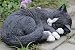 Hi-Line Gift 87728-A Cat Sleeping Lying Down Statue44; Black & White
