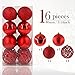 Valery Madelyn 16ct 80mm Essential Red Shatterproof Christmas Ball Ornaments Decoration for Holiday Wedding Party, Tree Balls 8cm/3.15inch, 16 Hooks Included, Themed with Tree Skirt(Not Included)