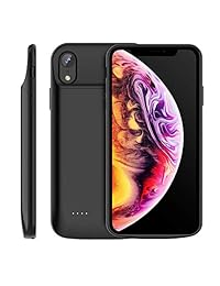 ABOLLO   Funda para iPhone XR (6000 mAh, protección del cargador, incluye cargador portátil, batería de expansión, para iPhone XR, diseño magnético, compatible con auriculares con cable, color negro)