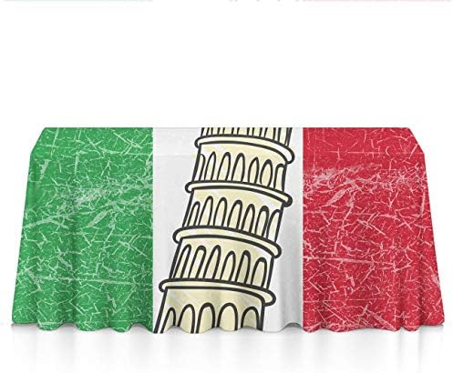 GOAEACH Wrinkle Free Spillproof Rectangular Square Table Cloths - Italy Flag Pisa Tower Table Decor, Square Or Round Tables Table Cover for Wedding Celebrations Trade Show