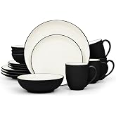 Noritake Colorwave Graphite 16-Piece Coupe Round Set, Service for 4 in Black/Graphite