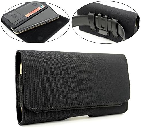 BECPLT for Galaxy S21+ 5G Belt Clip Case, Nylon Belt Clip Case Holster Pouch Holder Cover for Moto G8 Plus Samsung Galaxy M21s S20 FE 5G A51 5G A50 A30 A20 - Built in ID Card Slot Wallet Case - Black