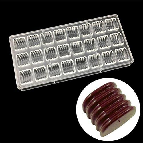 VAK 24 Holes Kitchen Polycarbonate Bakeware Chocolate Mold, DIY Handmade Confectionery Candy Baking Pan Mould Ice Tray Mould for Wedding Birthday Cake Pan Kitchen Baking Supplies - 14.5x28x2.5cm