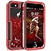 iPhone SE 2020 Case, Dexnor Compatible with iPhone 6/ 6S/ 7/8 Case Glitter Bling Moving Liquid Quicksand Hard Cover Clear Transparent Dual Layer Full Protection Bumper for Girls/Women - Red