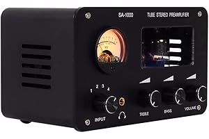 OLurkthu Audiophile Tube 4 Input 2 Output with Built-in VU Level Meter High- Adjustment Headphone Amplifier with US Plug Easy