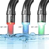 PCTC 2 Pack LED Water Faucet Light 3 Color Temperature Sensor No Battery view 6