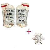 GARYOB IF You Can Read This PLEASE Bring Me A Cold Beer Socks Bonus Christmas Snowflake Brooch Grey&White