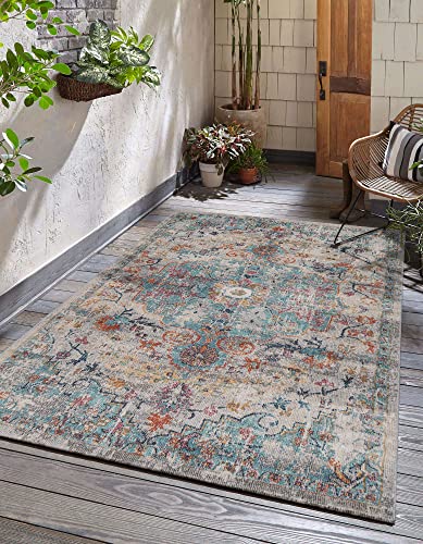 the carpet Palma - Outdoor Teppich wetterfest – Balkon Teppich, Terrasse & Garten – UV-beständig, pflegeleicht, Indoor Outdoor Teppich, Mehrfarbig, Bu