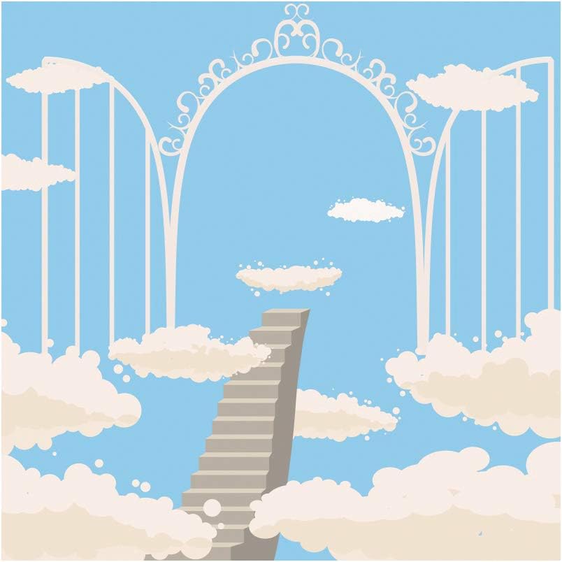 Amazon Com Dorcev 10x10ft Cartoon Heaven Gate Backdrop Newborn Baptism Christian Religion Belief Photography Background Stairway To Heaven Door Blue Sky Cloud Lord Prayer Church Party Banner Photo Studio Props Camera