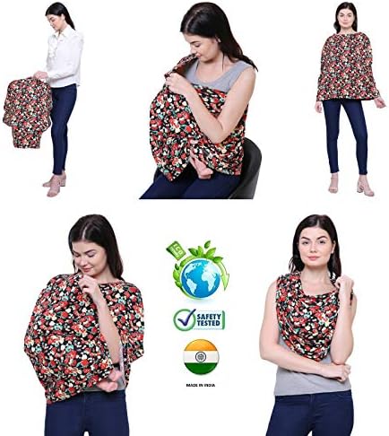 Feather Hugยฎ 360ยฐ Premium Nursing cover for breastfeeding - Feeding apron for mom, stretchy feeding cover for mother, Real breathable breast feeding cover, Multi use soft nursing apron, No see - Through breastfeeding cover for mother.(Marguerite Blue)