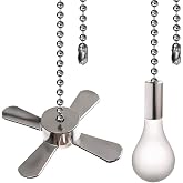 Akahttbn Ceiling Fan Pull Chain Ornaments Extension Chains with Decorative Light Bulb and Cord 13.6 Inches Fan Pull Chain Set For Ceiling Light Lamp Chain (Nickel)