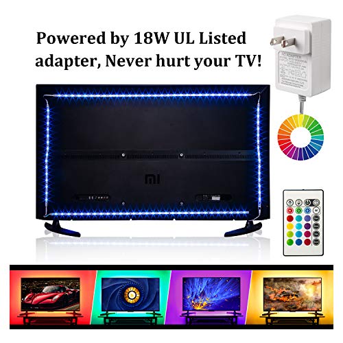 Multi-Color LED Strip Light Kit, 4 Pre-cut Lights Bar With Remote and Adapter, 9.8 ft Color Changing LED for Under Cabinet Lighting, 49-70 Inch TV Bias Lighting,Home Theater Decor,RGB Backlight