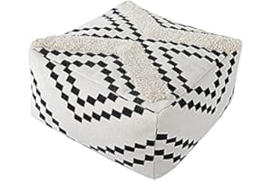 MOCOFO Pouf D45xH20cm Scandinavian Simplicity Geometric Print Floor Cushion - Washable Ottoman for Living Room Home Decor