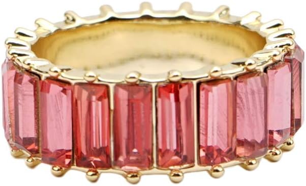 Holibanna Rings Baguette Diamond Ring Band Finger Elegant Rings Jewelry for Women Girls (NO.9)
