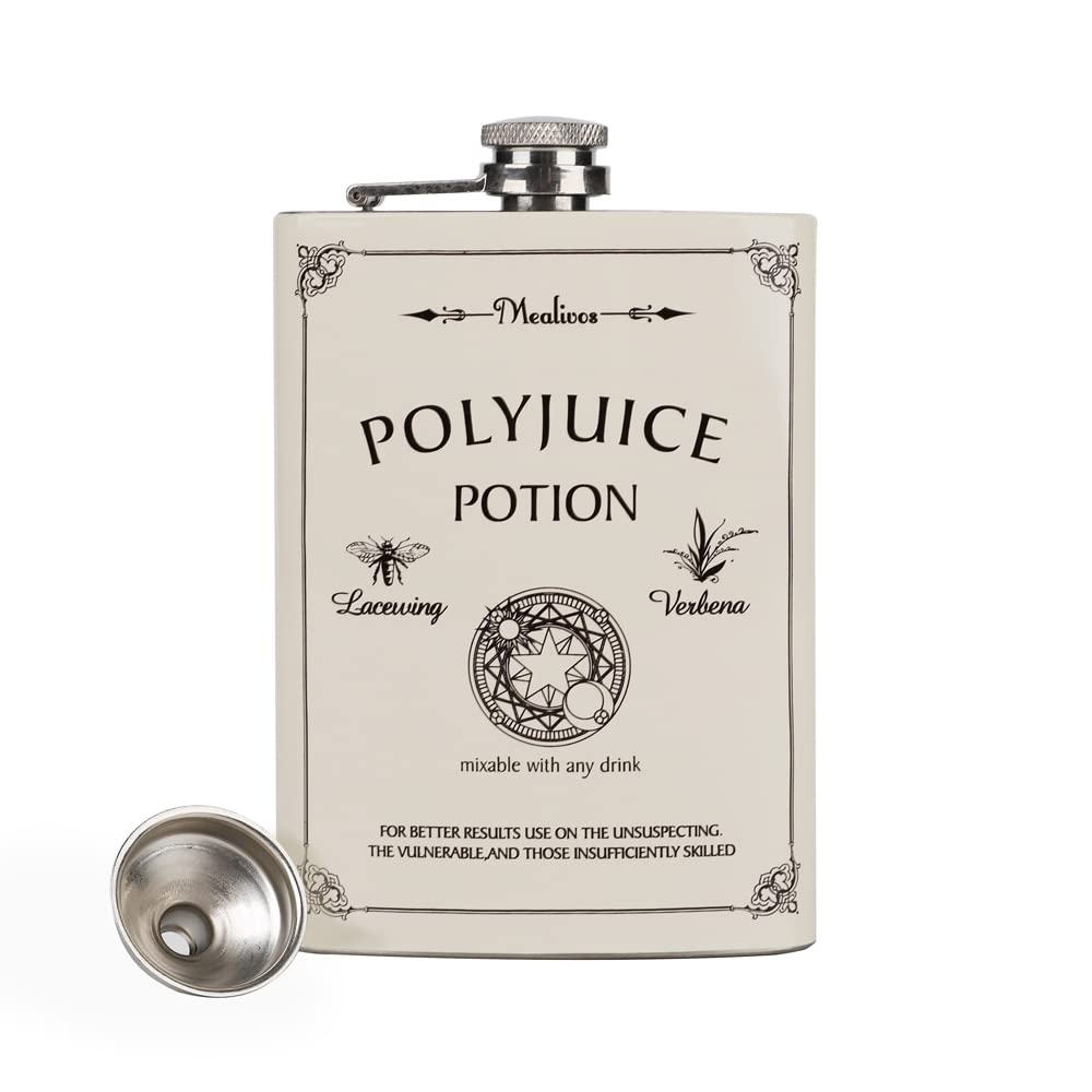 Mealivos 8 oz Stainless Steel Hip Flask Father's Day Gift (White)