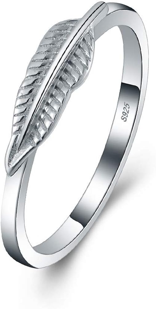 Amazon Com Cerylle 925 Sterling Silver Leaf Rings For Women Feather Design Statement Rings In Size 6 7 8 9 10 Jewelry