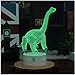 Dinosaur Illusion Night Light for Kids Birthday Gifts Optical Desk Lamp Table Touch Nursery Walking Animals Party Western Christmas Gift Children Room Decor 7 color Changing USB Crackle Diplodocus