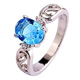 Psiroy Women's 925 Sterling Silver 2ct Blue Topaz Filled Ring