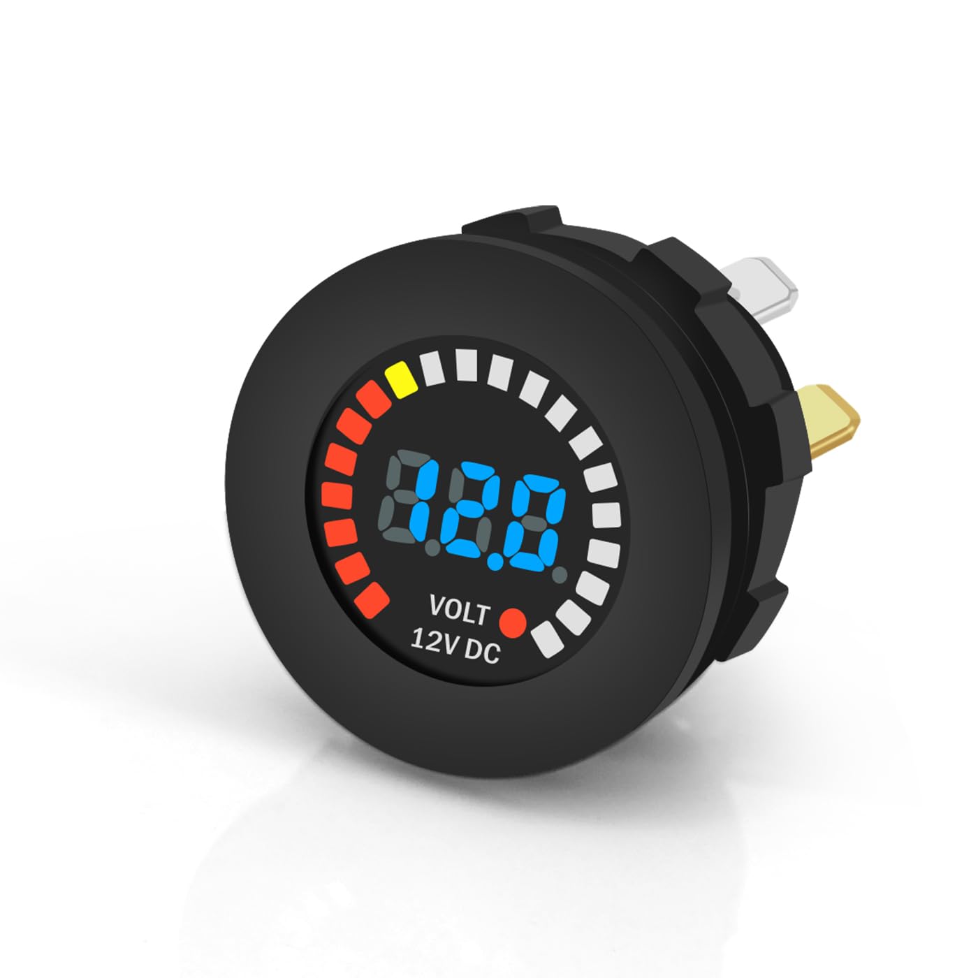 12V DC Voltmeter Color LED Digital Display - Waterproof Volt Meter Voltage Scale Gauge 5-15V Battery Tester for Marine Car Motorcycle Truck Boat RV without Panel, Directly Install or Replaced on Panel