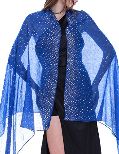 BANETTETA Royal Blue Formal Shawl, Royal Blue Scarf Evening Shawl For Women Formal - Thumbnail 7