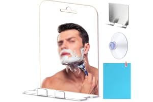 Shower Mirror for Shaving with Razor Holder - Fogless Wall-Mounted Bathroom -Fog Technology Easy Installation Water- Convenie