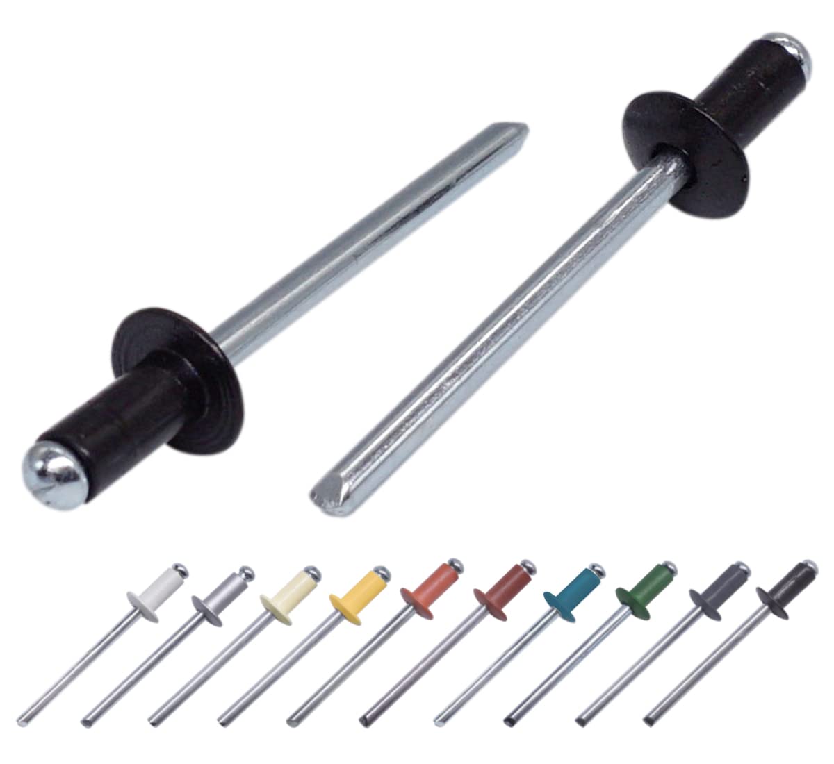 (Pack of 50 pcs) Painted Blind Rivets 3.2 x 8 mm, Dome Head, DIN 7337, Aluminum Rivet and Steel Mandrel, Pop Rivets (50, Jet Black RAL 9005)