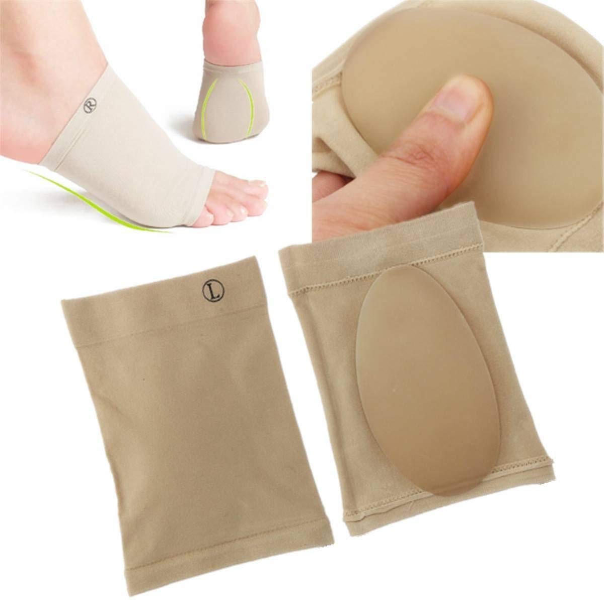PEDIMEND Flat Foot Arch Support with Comfort Gel Cushions (1PAIR) - Elastic Bandage Arch Support - Heel Spurs and Morton's Neuroma Pad - Improve Plantar Pressure Distribution - Foot Care