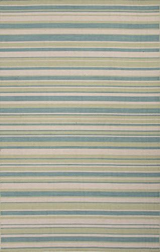 Addison and Banks Flat-Weave Stripe Pattern Wool Area Rug, 2 by 3-Feet, Capri/Pale Lime