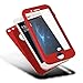 PHEZEN iPhone 5S Case,iPhone SE Case, 3 in 1 Shockproof Full Body Coverage Protection Soft TPU Silicone Rubber Case with Tempered Glass Screen Protector for iPhone SE/5/5S, Red
