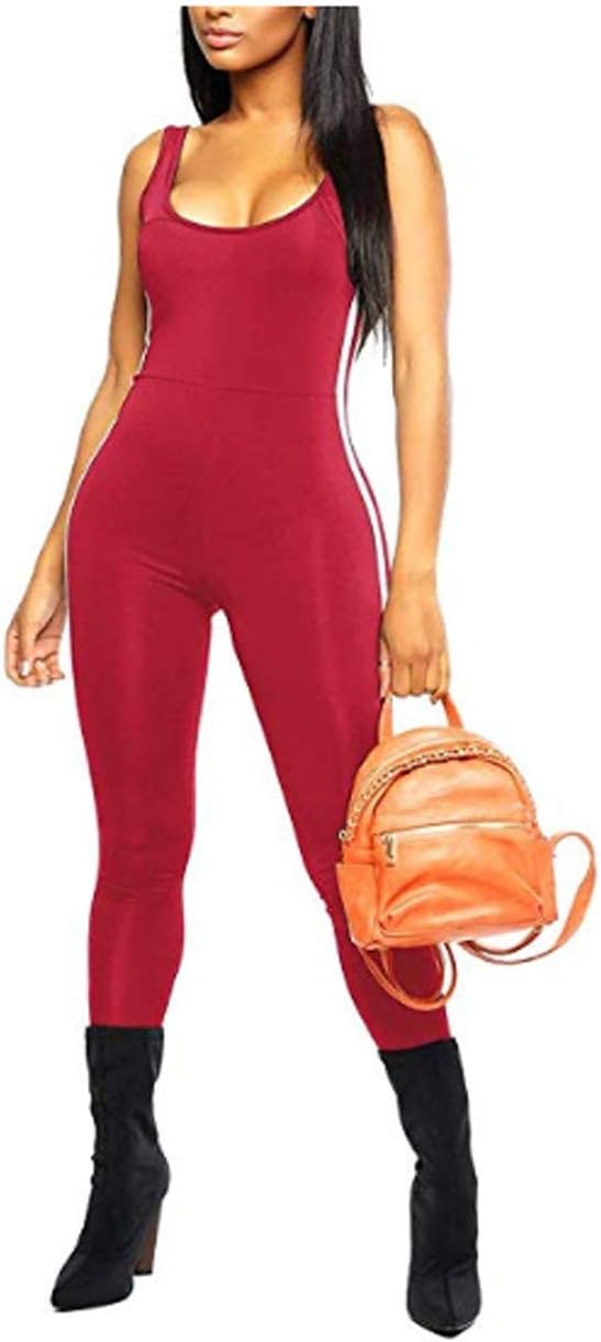 Women Striped Bodycon Tank One Piece Skinny Stretchy Jumpsuits Rompers Playsuit