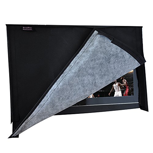 BroilPro Accessories Outdoor 55" TV Set Cover,Scratch Resistant Liner Protect LED Screen Best-Compatible with Standard Mounts and Stands (Black)