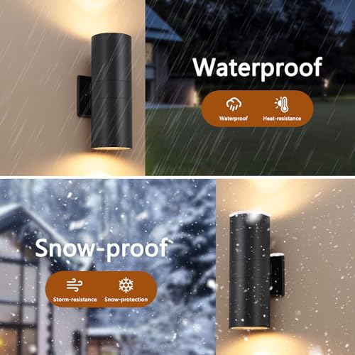 Nigaut Outdoor Lights for House, 4 Pack Exterior Wall Light Fixture, Anti-Rust Aluminum Up and Down Porch Light for Pool Fence, Front Door & Modern Farmhouse, E26 Socket Outdoor Wall Sconce 11.8" | IP65 Waterproof Anti-Rust Aluminum Wall Mount Fixtures for Porch Garden Garage Courtyard, Bulbs Not Included