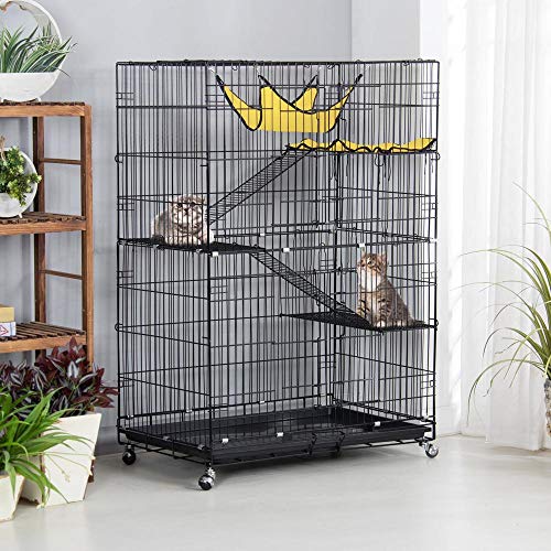 Topeakmart 4Tier Foldable Kitten Cat Home Cages Wire Pet Crate House