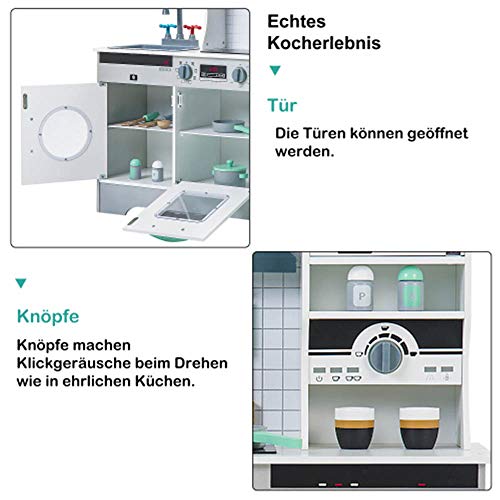 Kinderküche Spielküche Holz Kinderspielküche Kinder Spielzeug Miniküchen Holzküche Küchenspielzeug Set Kitchen Holzküche… – Bild 8