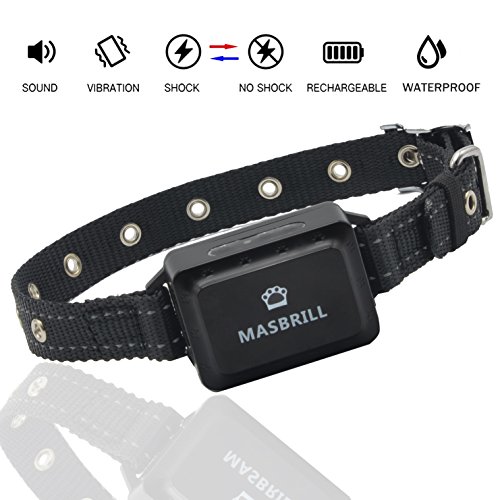 MASBRILL Rechargeable No Bark Collar-Upgrade 2018 Waterproof Stop Barking Devices for Small Medium Large Dogs-Adjustable 7 Levels with 3 modes- Safe, Human and effective to control Bark(11-110lbs)