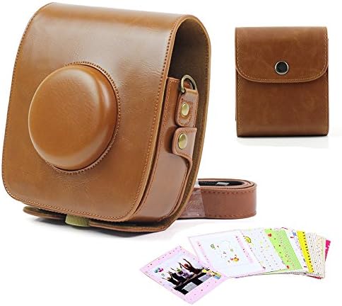 Fcheki 3 in 1 Camera Accessory Bundles Set for Fujifilm Instax Square SQ10 Hybrid Instant Camera (Camera Case/Photo Case/Film Stickers)Brown