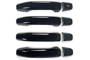 BENXUTO 8PCS Door Handle Covers Trim Compatible with 2014-2020 Chevrolet Silverado+GMC Sierra Suvs Trucks Glossy-Black Without Passenger Keyhole