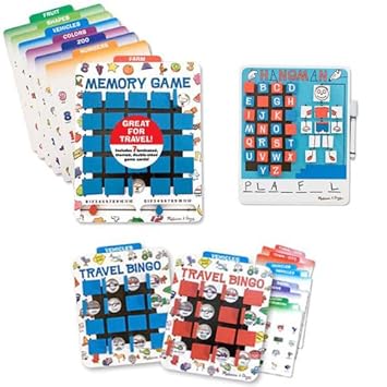 Melissa & Doug Travel Memory Game, Travel Hangman Game, and Travel Bingo Game