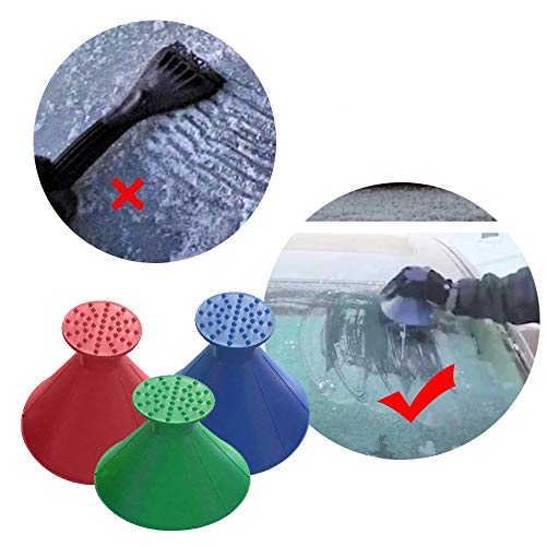 Highpot Scrape A Round Ice Scraper Auto Snow Brush,Windshield Snow Cover Ice Removal Wiper,Cone-Shaped Snow Shovel Tool (3PCS)